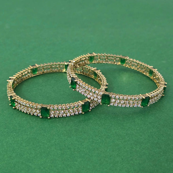 441067 Cubic Zirconia Classic Bangles With Mehndi Plating