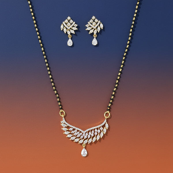 441073 Cubic Zirconia Classic Mangalsutra With 2 Tone Plating