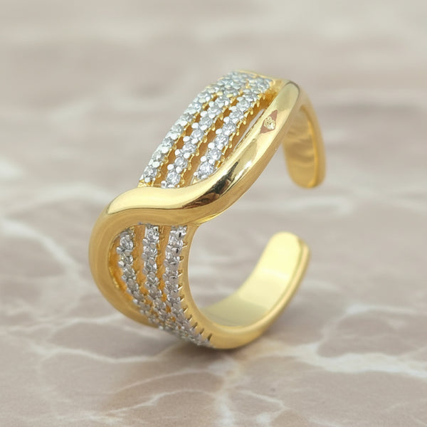 441087 Cz Adjustable Ring With 2 Tone Rhodium Plating