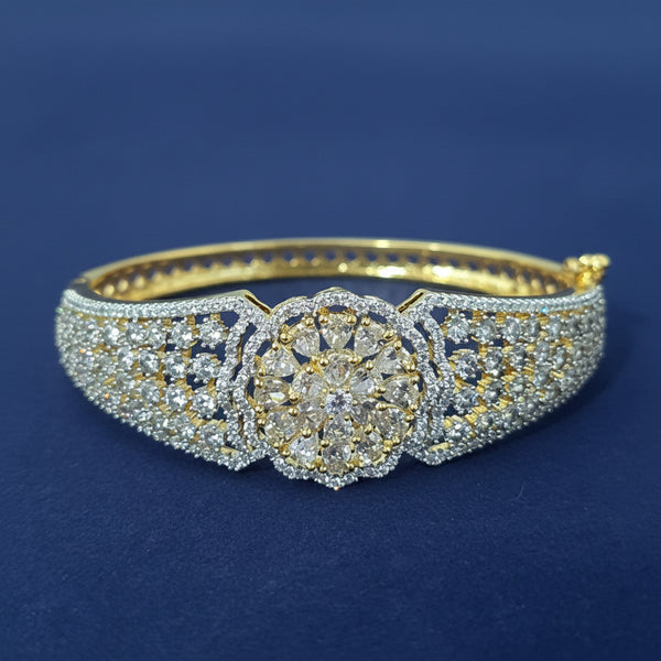 441101 Cz Openable Kada With Mehndi 2 Tone Rhodium Plating