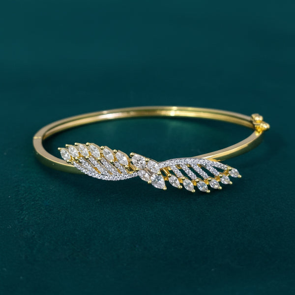 441103 Cubic Zirconia Openable Kada With Carat 2 Tone Rhodium Plating