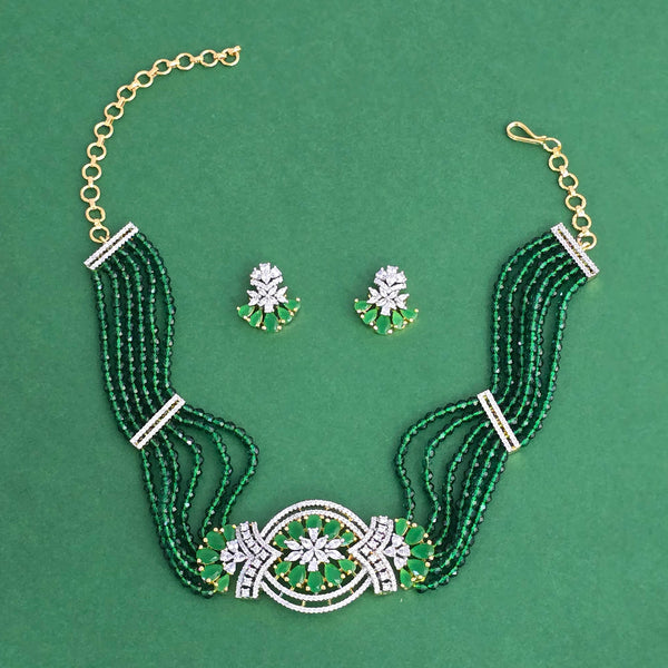 441113 Cz Classic Necklace Set With 2 Tone Plating
