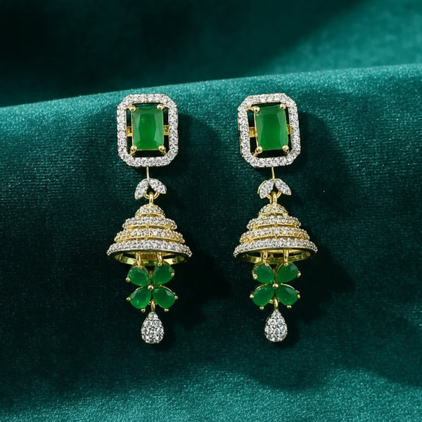 441122 Cubic Zirconia Classic Earring With 2 Tone Plating