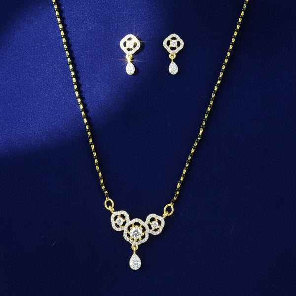 441132 Cubic Zirconia Delicate Mangalsutra With 2 Tone Plating