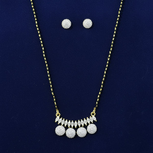 441133 Cubic Zirconia Classic Mangalsutra With 2 Tone Plating