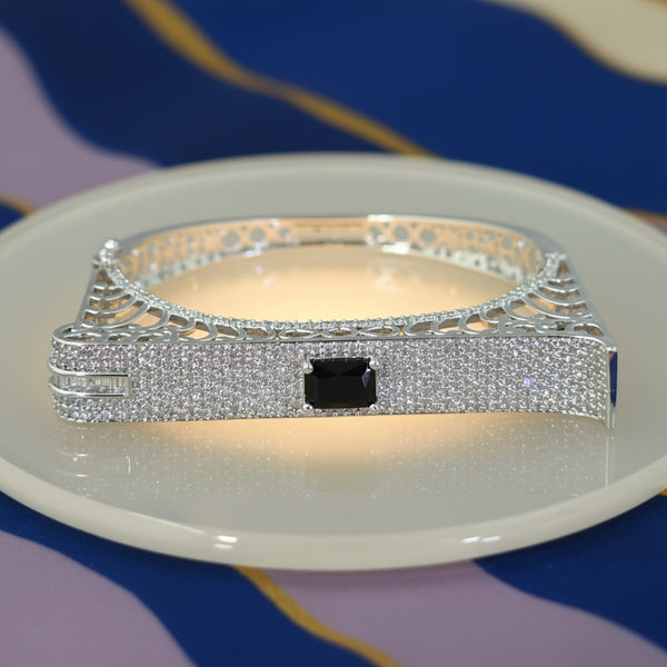 441139 Cubic Zirconia Openable Kada With Rhodium Plating