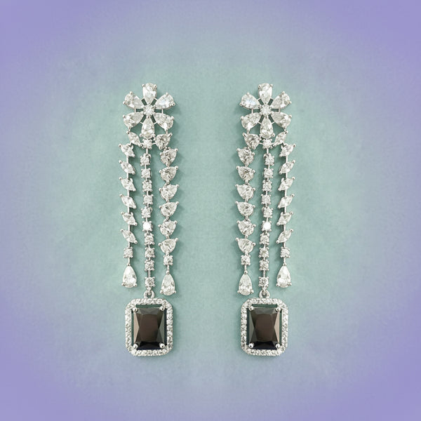 441140 Cubic Zirconia Classic Earring With Rhodium Plating