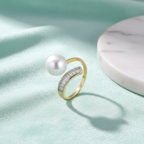 441148 Cubic Zirconia Classic Ring With 2 Tone Rhodium Plating