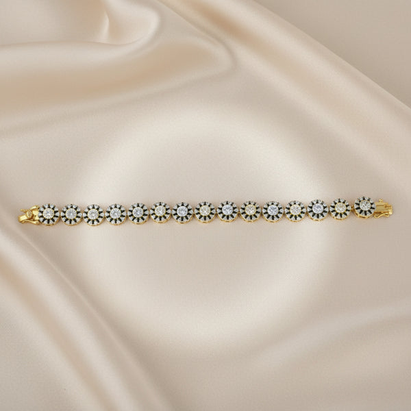441152 Cubic Zirconia Classic Bracelet With 2 Tone Rhodium Plating