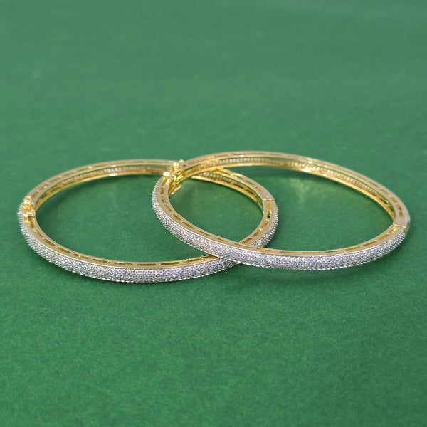 441154 Cubic Zirconia Openable Bangles With 2 Tone Rhodium Plating