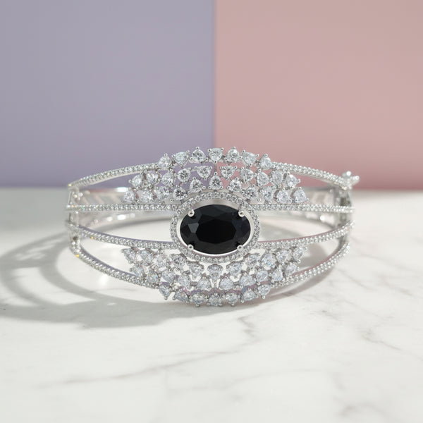 441162 Cubic Zirconia Openable Kada With Rhodium Plating