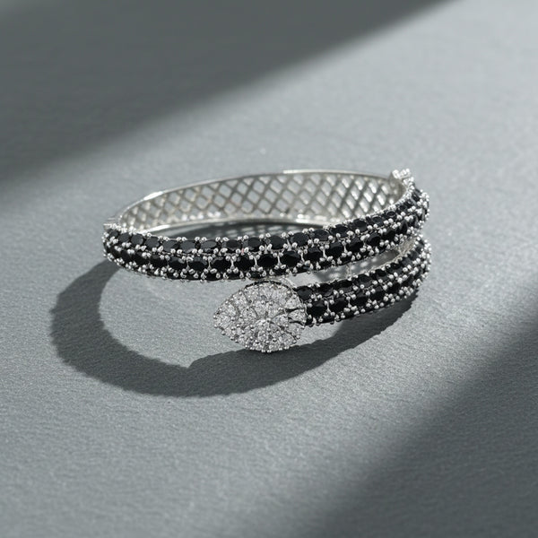 441168 Cubic Zirconia Openable Kada With Rhodium Plating