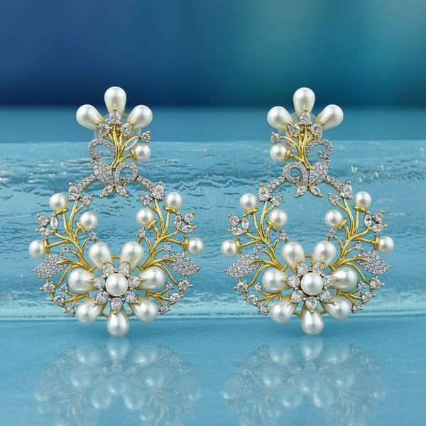 441169 Cubic Zirconia Classic Earring With Black 2 Tone Rhodium Plating