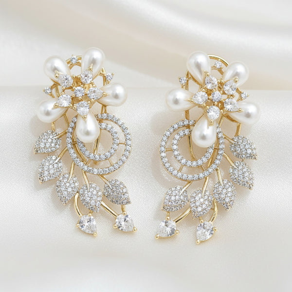 441171 Cubic Zirconia Classic Earring With Black 2 Tone Rhodium Plating