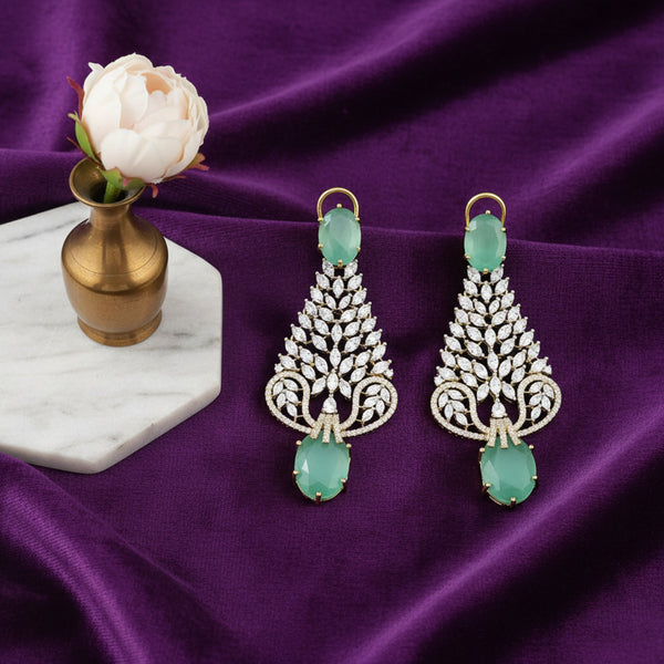 441174 Cubic Zirconia Classic Earring With 2 Tone Plating