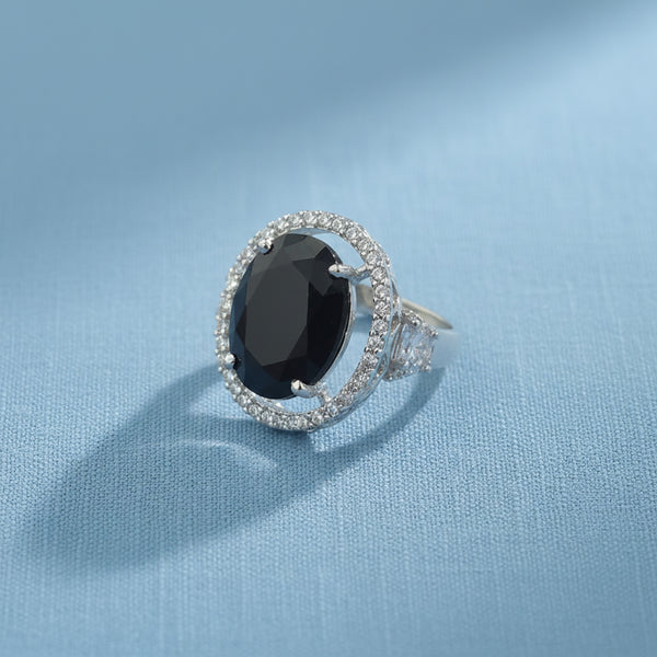 441176 Cubic Zirconia Adjustable Ring With Rhodium Plating