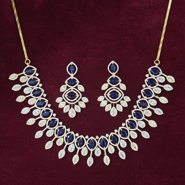 441182 Cubic Zirconia Classic Necklace Set With 2 Tone Plating