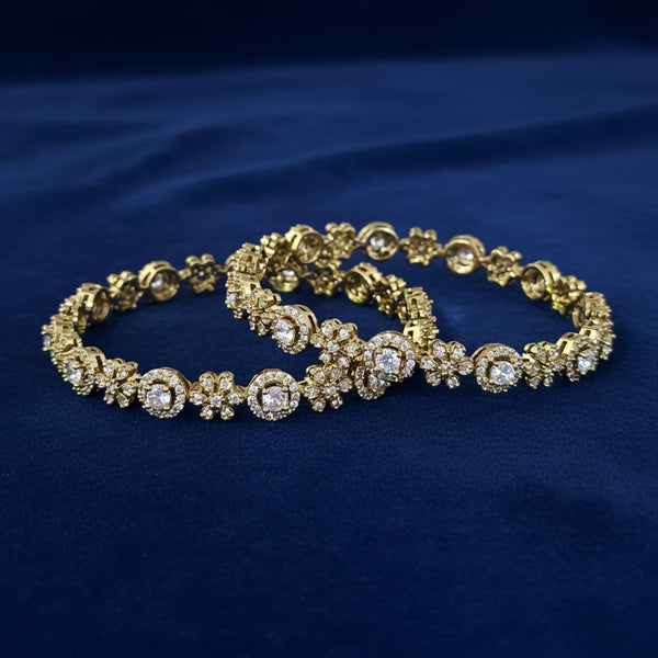 441201 Cubic Zirconia Classic Bangles With Mehndi Plating