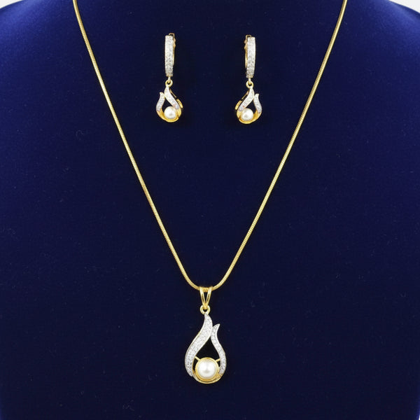 441204 Cubic Zirconia Classic Pendant Set With 2 Tone Plating