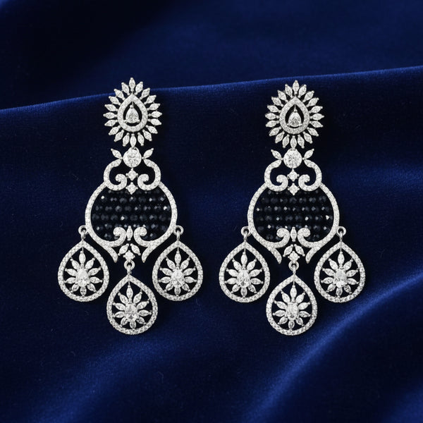 441214 Cubic Zirconia Classic Earring With Rhodium Plating