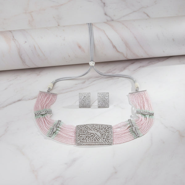 441220 Cubic Zirconia Classic Necklace With Rhodium Plating