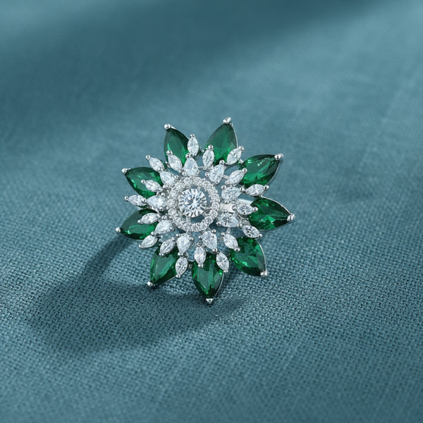 441223 Cz Adjustable Ring With Rhodium Plating