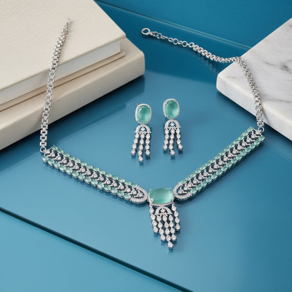 441234 Cubic Zirconia Classic Necklace With Rhodium Plating