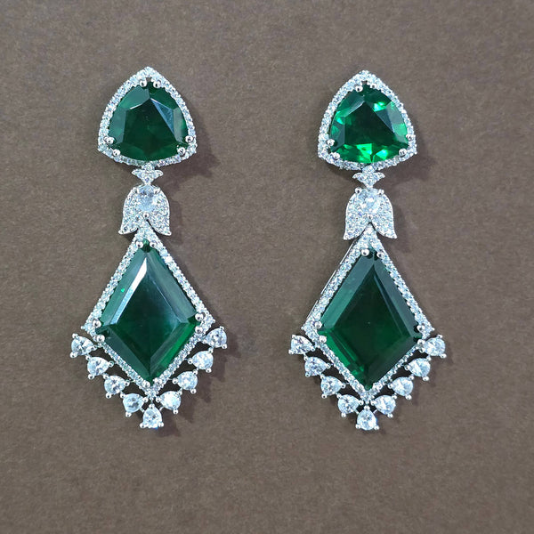 441235 Cz Classic Earring With Rhodium Plating