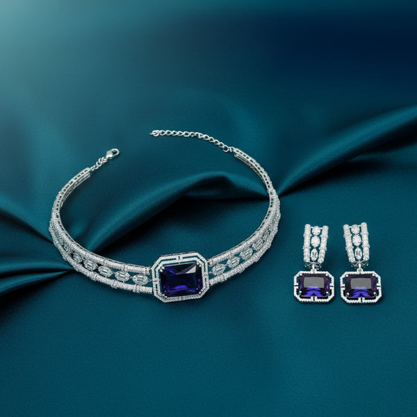 441243 Cubic Zirconia Classic Necklace With Rhodium Plating