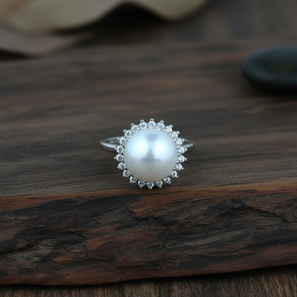 441248 Cz Adjustable Ring With 2 Tone Rhodium Plating