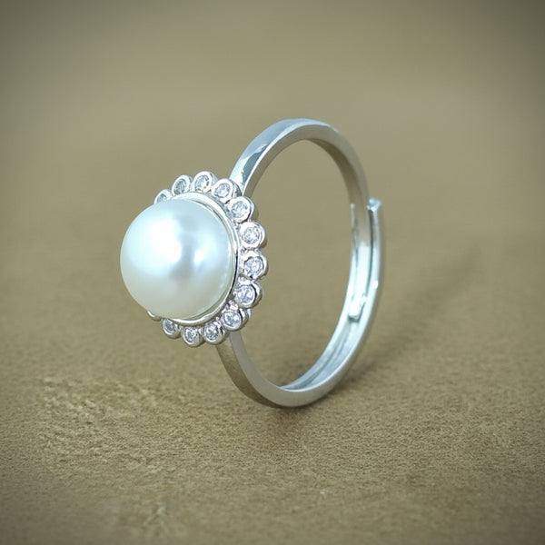 441250 Cz Adjustable Ring With 2 Tone Rhodium Plating