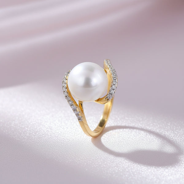 441251 Cubic Zirconia Classic Ring With 2 Tone Rhodium Plating