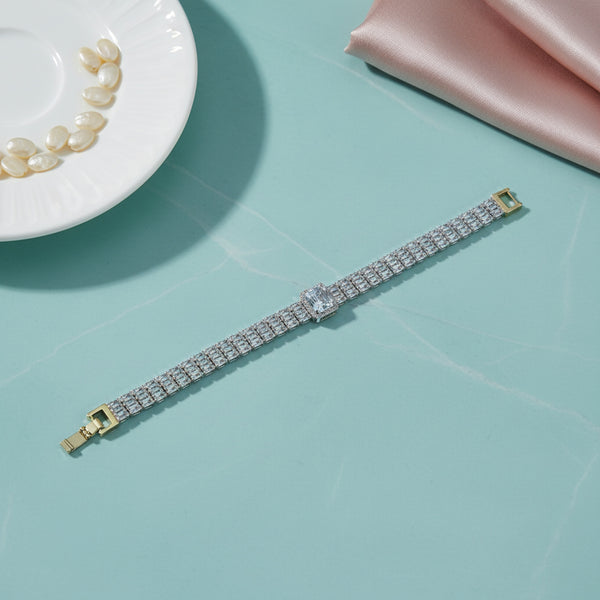 441257 Cz Classic Bracelet With 2 Tone Rhodium Plating