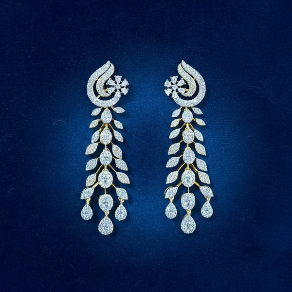 441260 Cz Classic Earring With 2 Tone Rhodium Plating