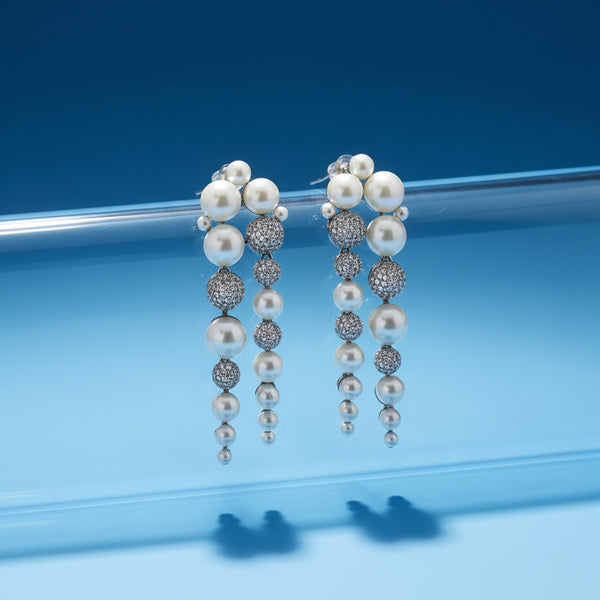 441261 Cubic Zirconia Classic Earring With 2 Tone Rhodium Plating