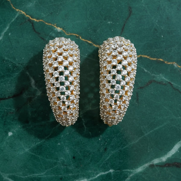 441264 Cubic Zirconia Classic Earring With Mehndi 2 Tone Rhodium Plating