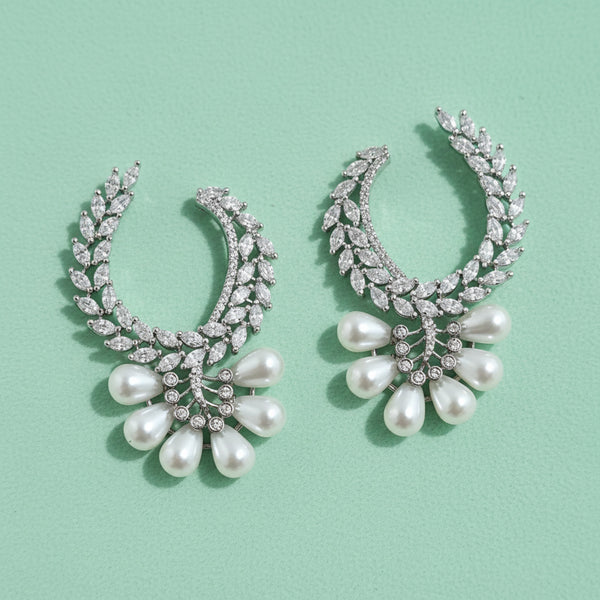 441265 Cubic Zirconia Classic Earring With Black 2 Tone Rhodium Plating