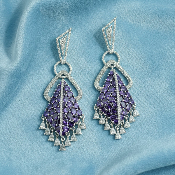 441268 Cubic Zirconia Classic Earring With Rhodium Plating