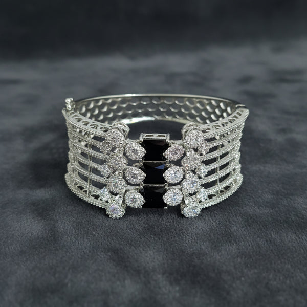 441274 Cubic Zirconia Openable Kada With Rhodium Plating