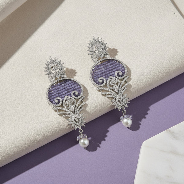 441279 Cubic Zirconia Classic Earring With Rhodium Plating