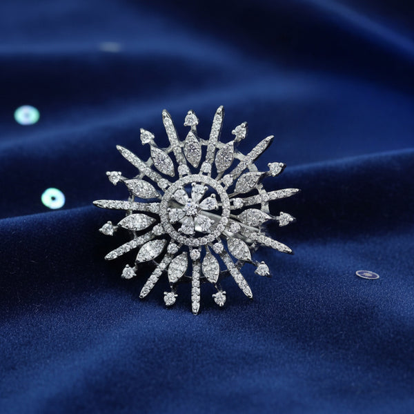 441285 Cubic Zirconia Classic Ring With Black 2 Tone Rhodium Plating