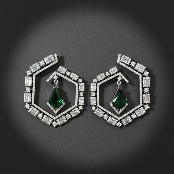 441312 Cubic Zirconia Classic Earring With Rhodium Plating