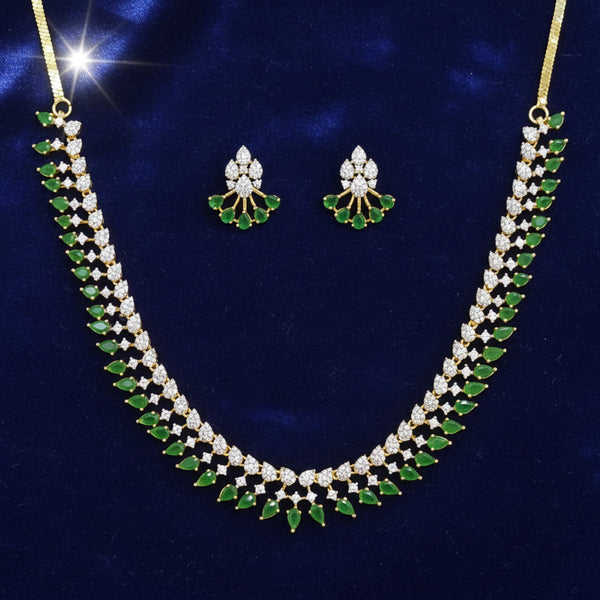 441313 Cubic Zirconia Classic Necklace Set With 2 Tone Plating