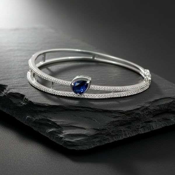 441317 Cubic Zirconia Openable Kada With Rhodium Plating