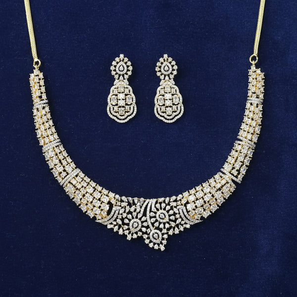 441329 Cubic Zirconia Classic Necklace Set With 2 Tone Plating