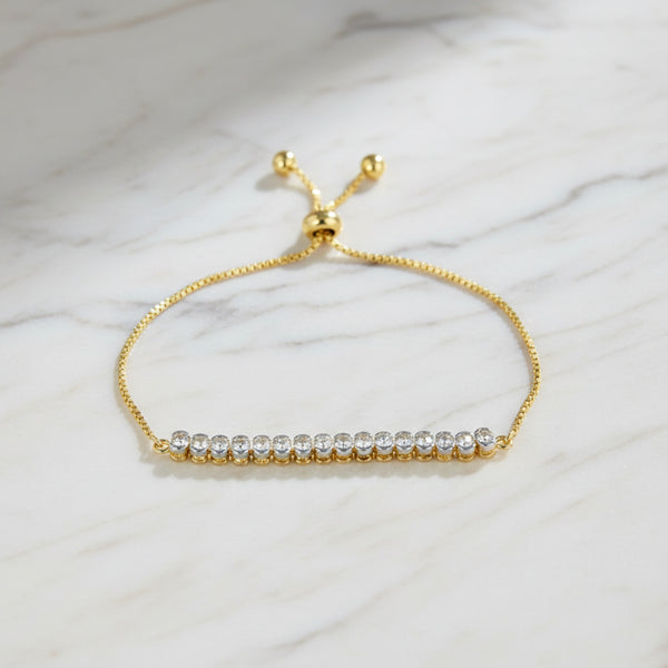 441341 Cubic Zirconia Adjustable Bracelet With 2 Tone Rhodium Plating