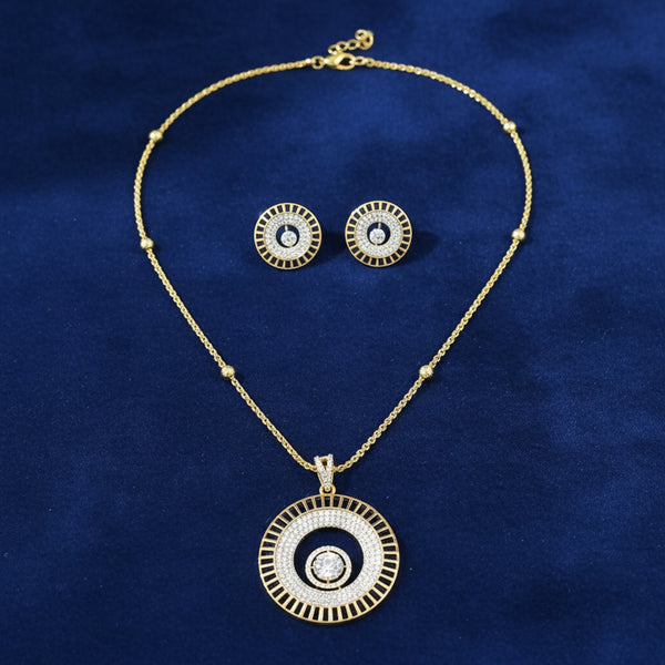 441343 Cubic Zirconia Classic Pendant Set With 2 Tone Plating