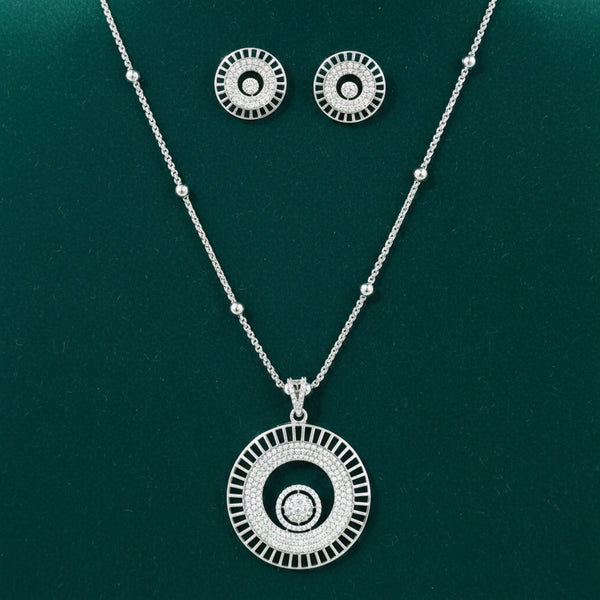 441344 Cubic Zirconia Classic Pendant Set With Black Rose Rhodium Plating