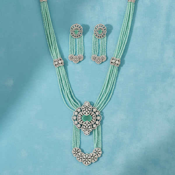 441362 Cz Classic Pendant Set With Rhodium Plating