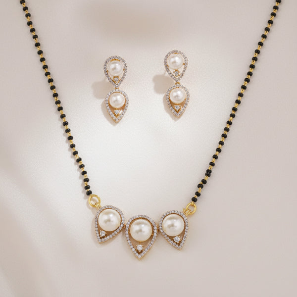 441382 Cz Classic Mangalsutra With 2 Tone Plating